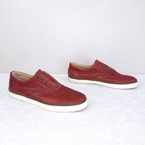 FRYE Red Leather Slip-On Sneakers Greene Deck Flats